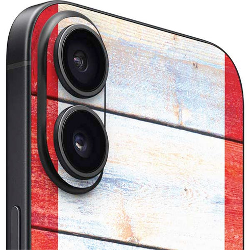 Canada Flag Light Wood iPhone 16 Skin